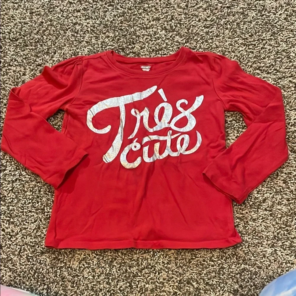 Old Navy Red Long Sleeve Tee with White Print